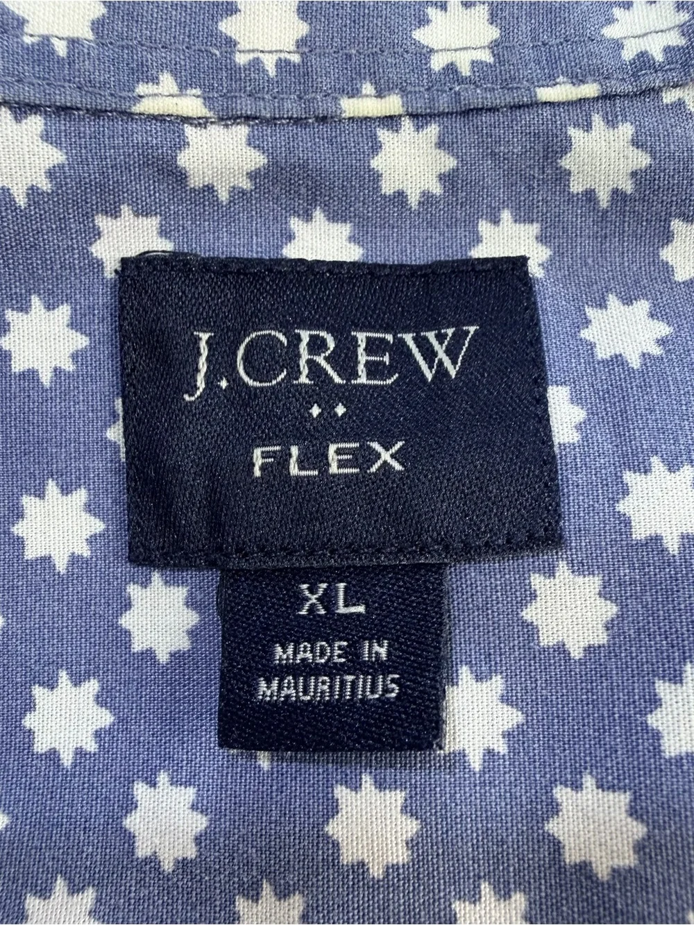 J.Crew Flex Men’s XL Blue White Geometric Short Sleeve Button Up Shirt
